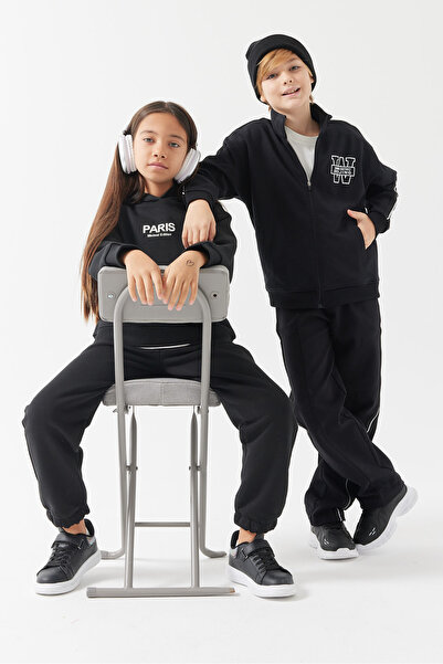 PAULMARK Παντελόνι φόρμας - Μαύρο - Ελαστική μέση