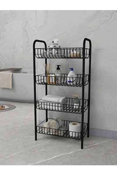 Emkatex رف معدني للحمام مكون من 4 طبقات، منظم للحمام، رف معدني متعدد الأغراض (80 × 40 × 23 سم)