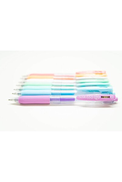 Zebra Sarasa Clip Retractable Gel Pen, 0.5mm Fine Tip, Milky Assorted Colors, Pack of 8