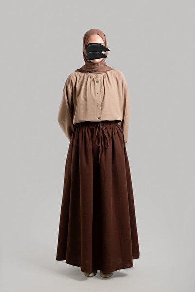 Lemaye Муслинова пола с връзки на талията - Горчив кафе