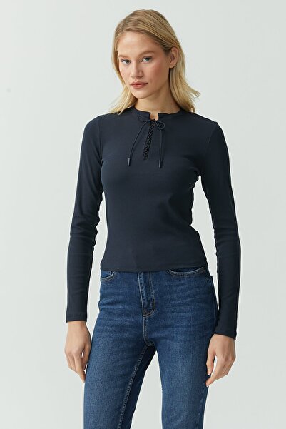 PAULMARK Μπλούζα με λεπτομέρεια με δέσιμο στο μπροστινό μέρος