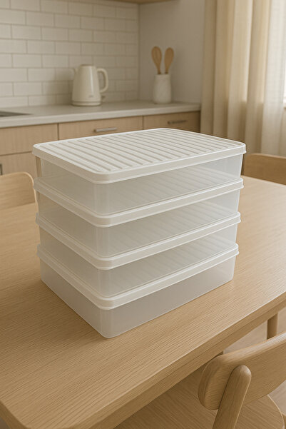 Orvila 4-Piece Transparent Storage Container Set Suitable for Refrigerator Freezer Organizer Set 4X2400 ml