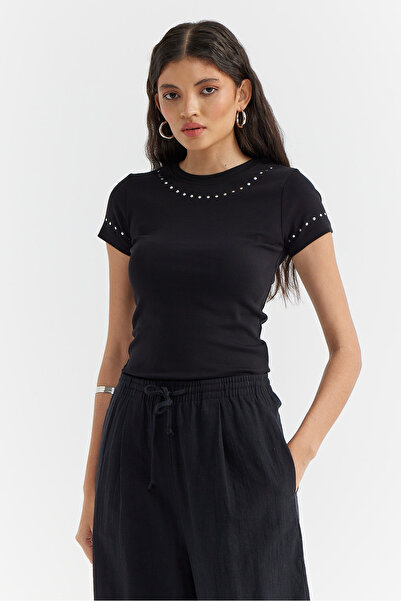 PAULMARK Γυναικεία μπλούζα με πέτο και μανίκια με τύπωμα