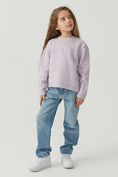 PAULMARK Pulover de tricotat de bază pentru fete guler rotund