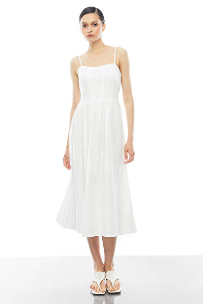 PAULMARK Φόρεμα με λουράκια σε λινό χρώμα