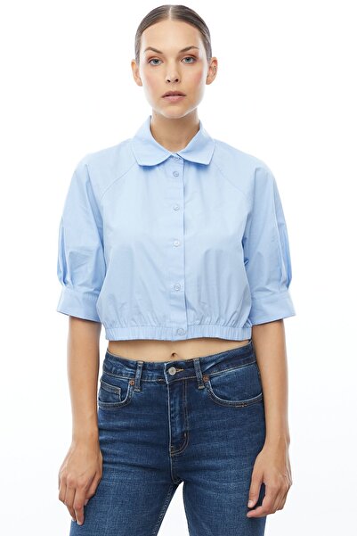 PAULMARK Γυναικείο πουκάμισο με μισό μανίκι από ποπλίνα