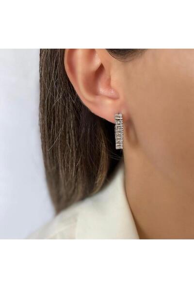 ZERVA QUEEN Zircon Stone Silver Steel Earrings