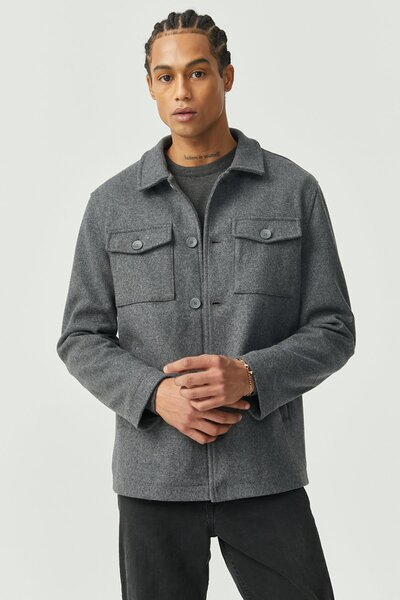 PAULMARK Ανδρικό λεπτό παλτό με υφή