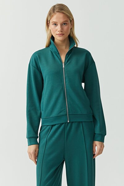 PAULMARK Women's Soft Textured Zippered Sweat Top