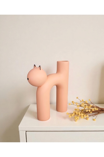 Felis Arte Luna Ceramic Vase, Decorative, Minimalist, Handmade (Powder Color)