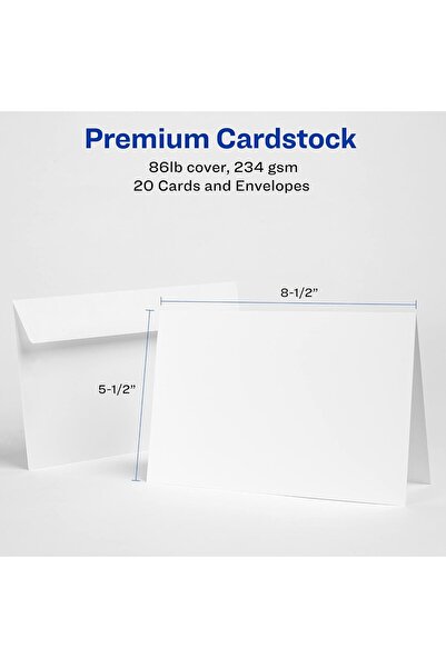 AVERY Printable Half-Fold Matte White Greeting Cards, 14×21.5 cm, 20 Cards (Model 3265)
