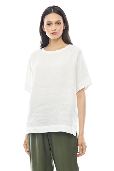 PAULMARK Linen Blouse with Back Buttons