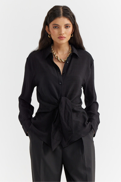 PAULMARK Women's Knotted and Flowy Shirt