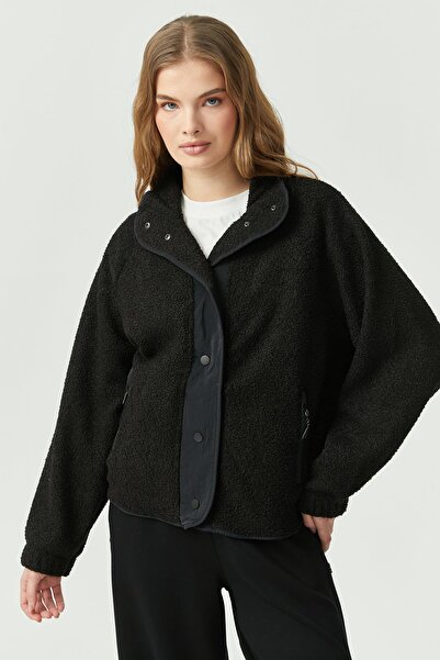 PAULMARK Women's Snap Closure Detailed Boucle Thin Coat