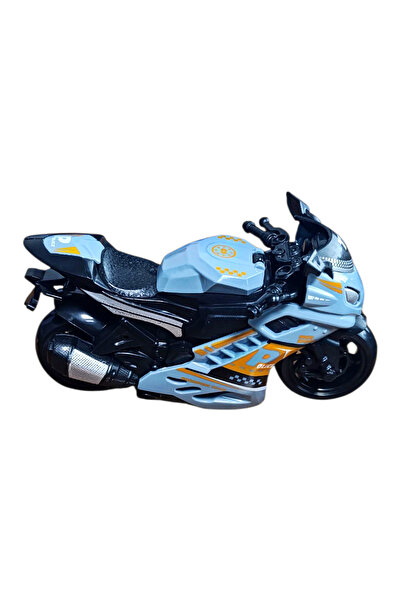 Brother Toys Friction-Powered Quality Toy Motorcycle Special Production from Abroad Gray Color Police Motorcycle 14 Cm. 1 Piece