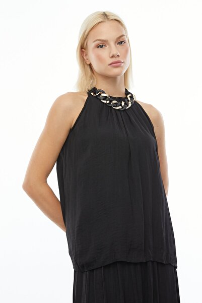 PAULMARK Αμάνικη μπλούζα με λεπτομέρεια αξεσουάρ