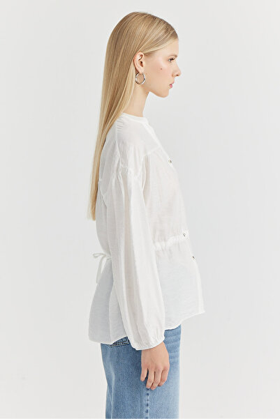 PAULMARK Γυναικείο πουκάμισο με γιακά δικαστή με κορδόνι στη μέση