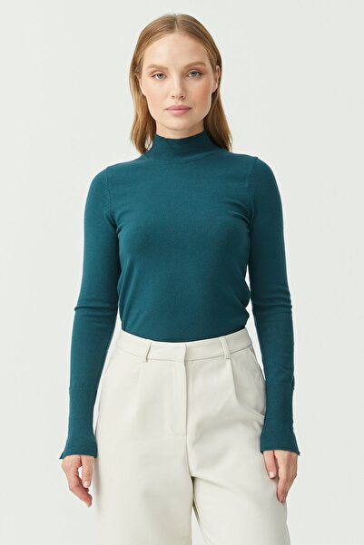 PAULMARK Γυναικείο πλεκτό πουλόβερ με λεπτομέρεια στο μανίκι και μισό ζιβάγκο