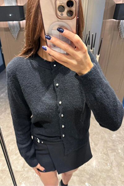 Eka Women's Black Buttoned Cardigan 1014-2456