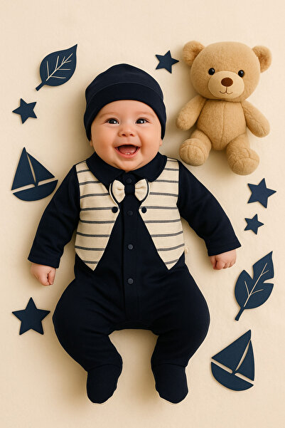 Ozz Baby Yenidoğan Erkek Bebek 0-3 Ay Krem Smokin Detaylı 5'Lİ Hastane Çıkışı...