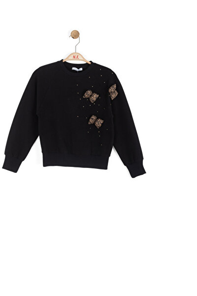 NK Girl's Bow Sweatshirt 4-8 Years Old Black