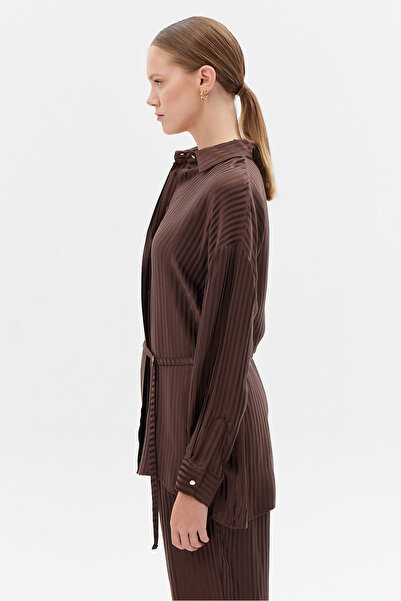 PAULMARK Γυναικείο σατέν πουκάμισο με αγκράφα D