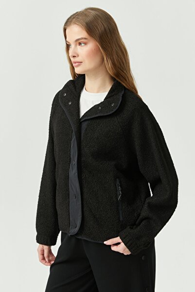 PAULMARK Women's Snap Closure Detailed Boucle Thin Coat