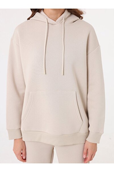 Benin oversized Σετ δύο τεμαχίων με φούτερ και φούτερ με μανσέτες - Μπεζ -