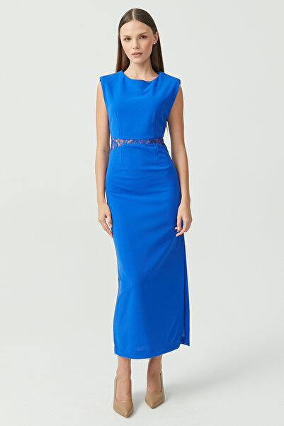 PAULMARK Γυναικείο φόρεμα με δαντέλα στη μέση με μηδενικό μανίκι