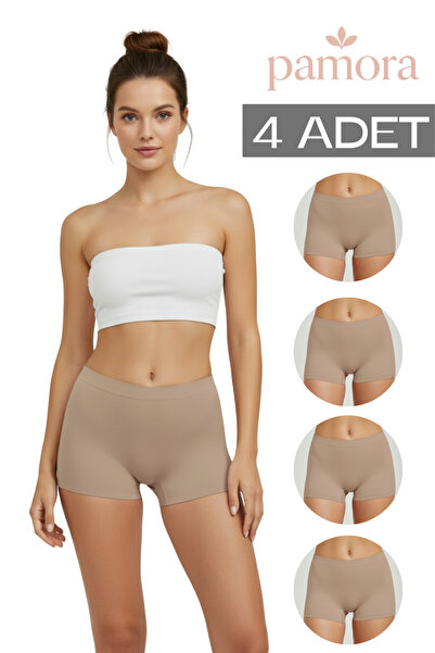 PAMORA Γυναικεία εφέ σύσφιξης Μη Σημαντικά Συνδεμένα Είδη Μπόξερ 4-συσκευασία – Μαύρο, Λευκό, Μαύρισμα, Ξηρό Ροζ