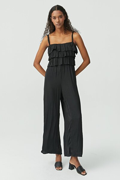 PAULMARK Salopetă de damă cu bretele și detaliu cu volane