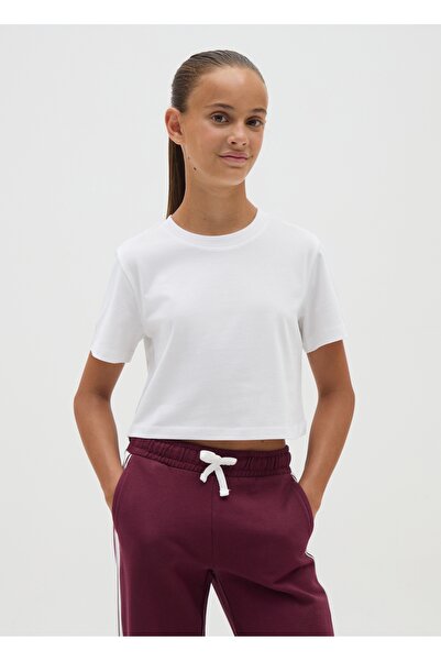 Ovs Girls' white pure cotton boxy fit T-shirt