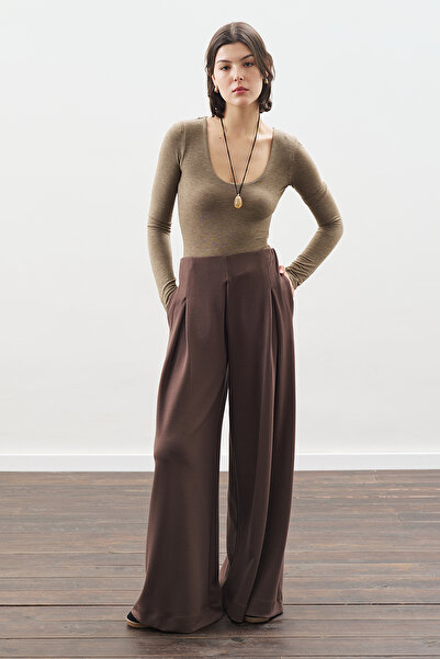 Manuka Soft Textured Modal Wide Pants Brown