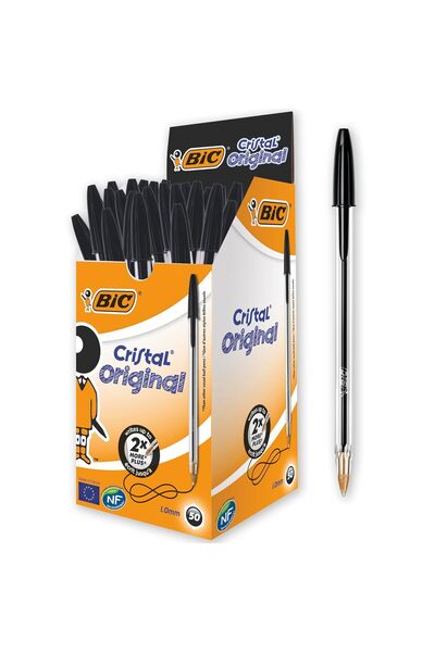 Bic Cristal Original Ballpoint Pen Set, 50 Pieces, Black