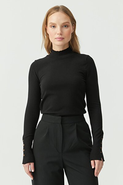 PAULMARK Women's Half Turtleneck Knit Sweater with Sleeve Detail