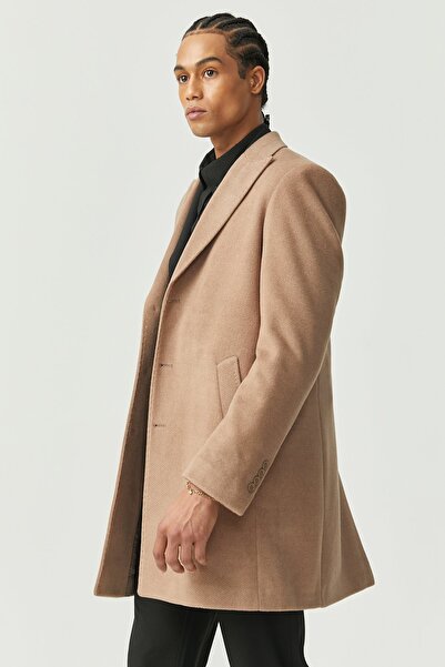 PAULMARK Ανδρικό παλτό με υφή με γιακά χελιδονοουράς