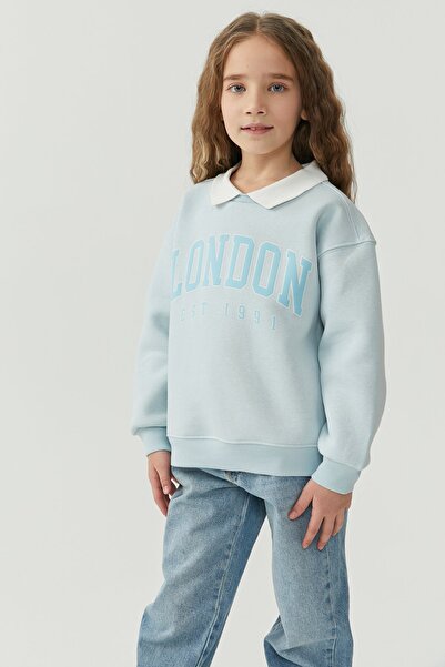 PAULMARK Girl's Shirt Collar Sweat Top