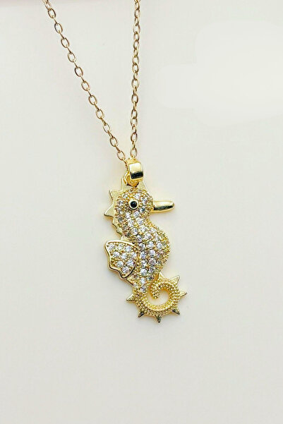 Parantez Aksesuar Zircon Stone Sea Horse Luck Necklace