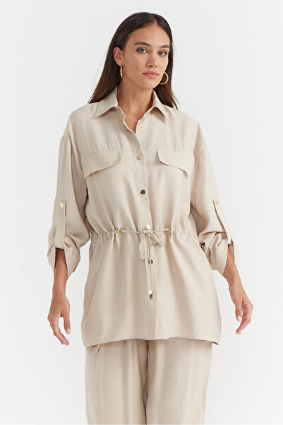 PAULMARK Γυναικείο καπάκι με κορδόνια στη μέση με τσέπες