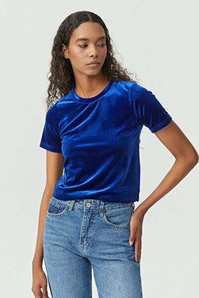 PAULMARK Bluză din catifea cu mâneci scurte