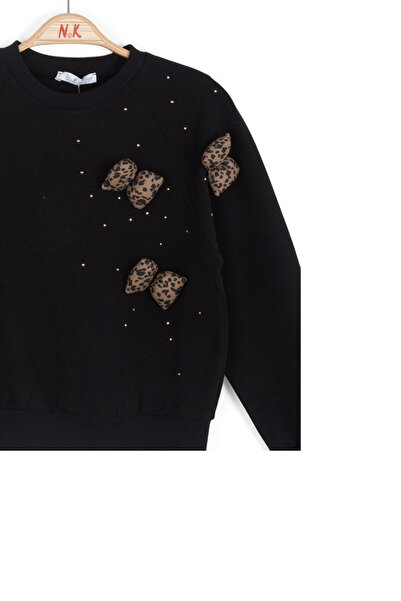 NK Girl's Bow Sweatshirt 4-8 Years Old Black