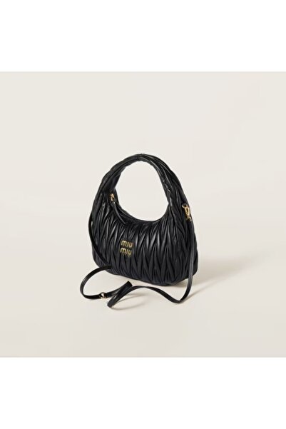 Miu Wander nappa leather hobo Shoulder Bag With Crossbody Strap Zip Closure