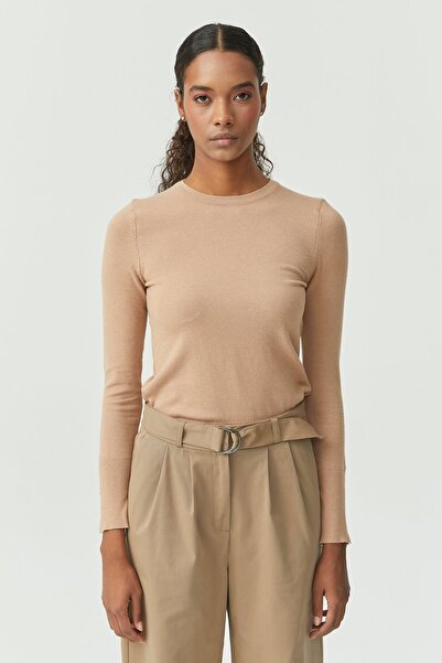 PAULMARK سترة نسائية رفيعة من التريكو بياقة دائرية