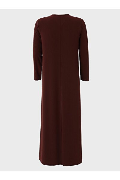 ALİA Plus Size Basic Dress - Brown -