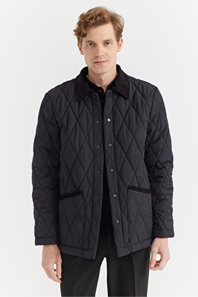 PAULMARK معطف مبطن بياقة متباينة للرجال