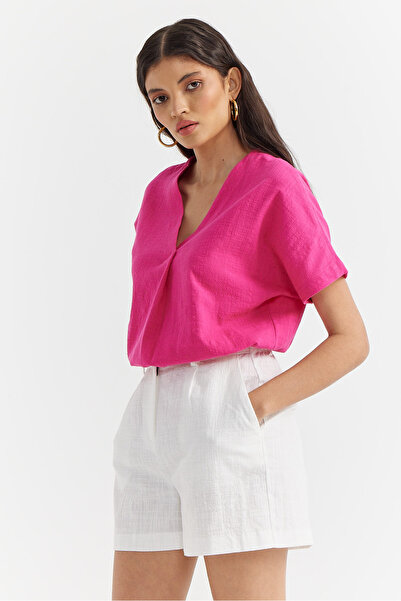 PAULMARK Γυναικεία βαμβακερή μπλούζα με λαιμόκοψη σε σχήμα V