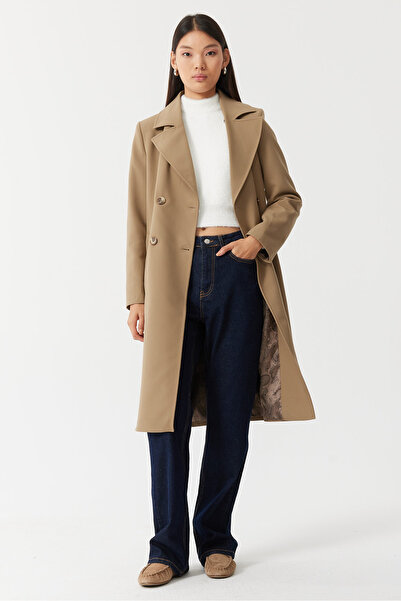 PAULMARK Kadın Kruvaze Kapama Trençkot