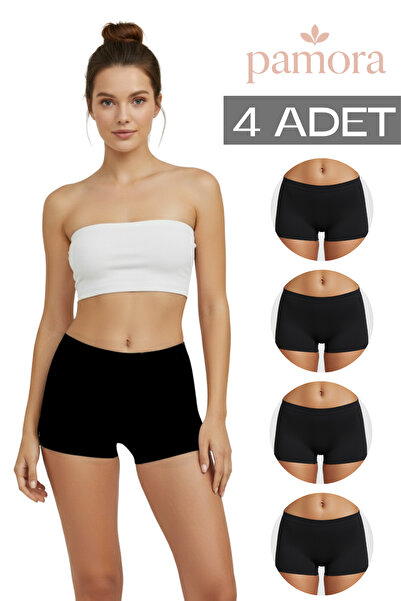 PAMORA Kadın Toparlayıcı İz Yapmayan Boxer 4’lü Paket – Siyah, Beyaz, Ten, Gülkurusu
