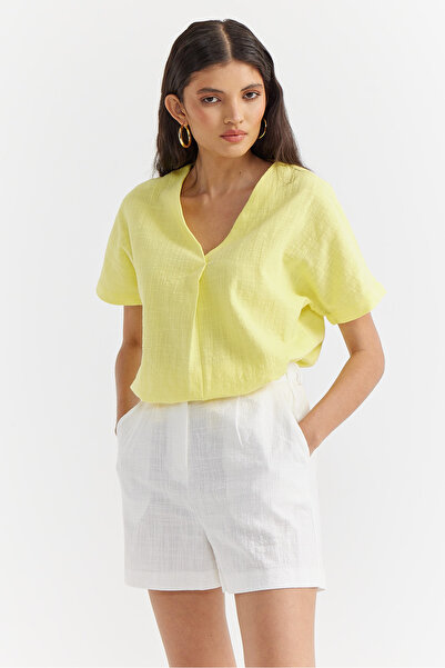 PAULMARK Bluză de damă din bumbac cu decolteu în V