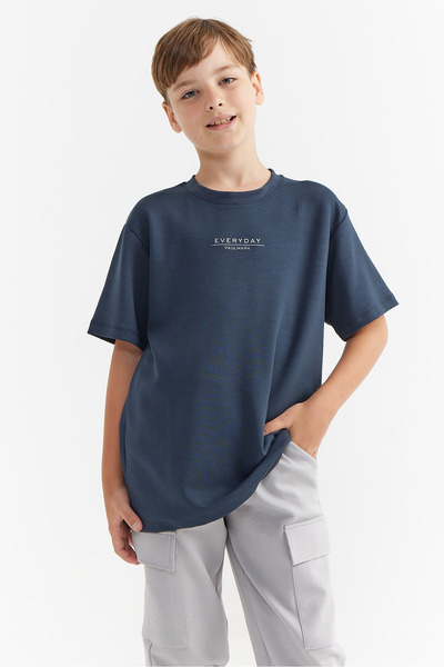 PAULMARK Detaliu de imprimare cu litere în relief pentru băieți tricou